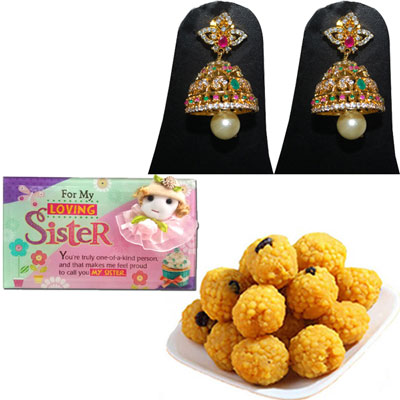 "1grm Ear tops - MGR-1324 -001, Message Stand -904 , 500gms of Laddu - Click here to View more details about this Product